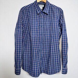 Columbia Titanium Mens Large Blue Plaid Long Sleeve Hiking Fishing Shirt Venting